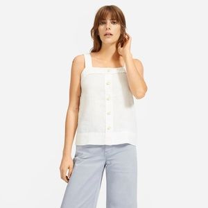 Everlane white linen picnic top
